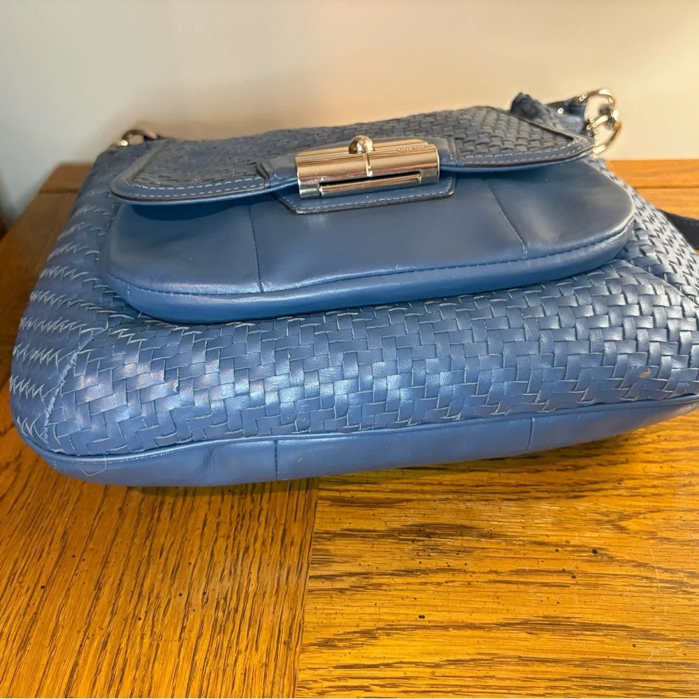 Coach Kristin Woven Blue Leather Hobo